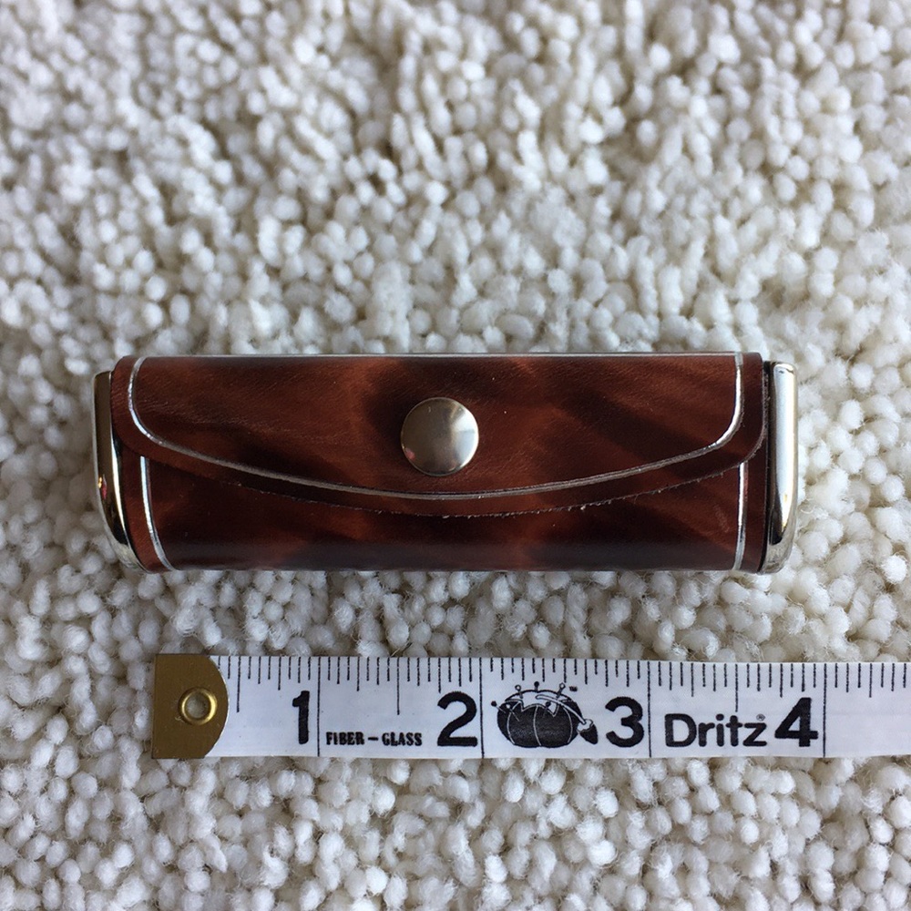 Lipstick Case.   Silver and burgundy